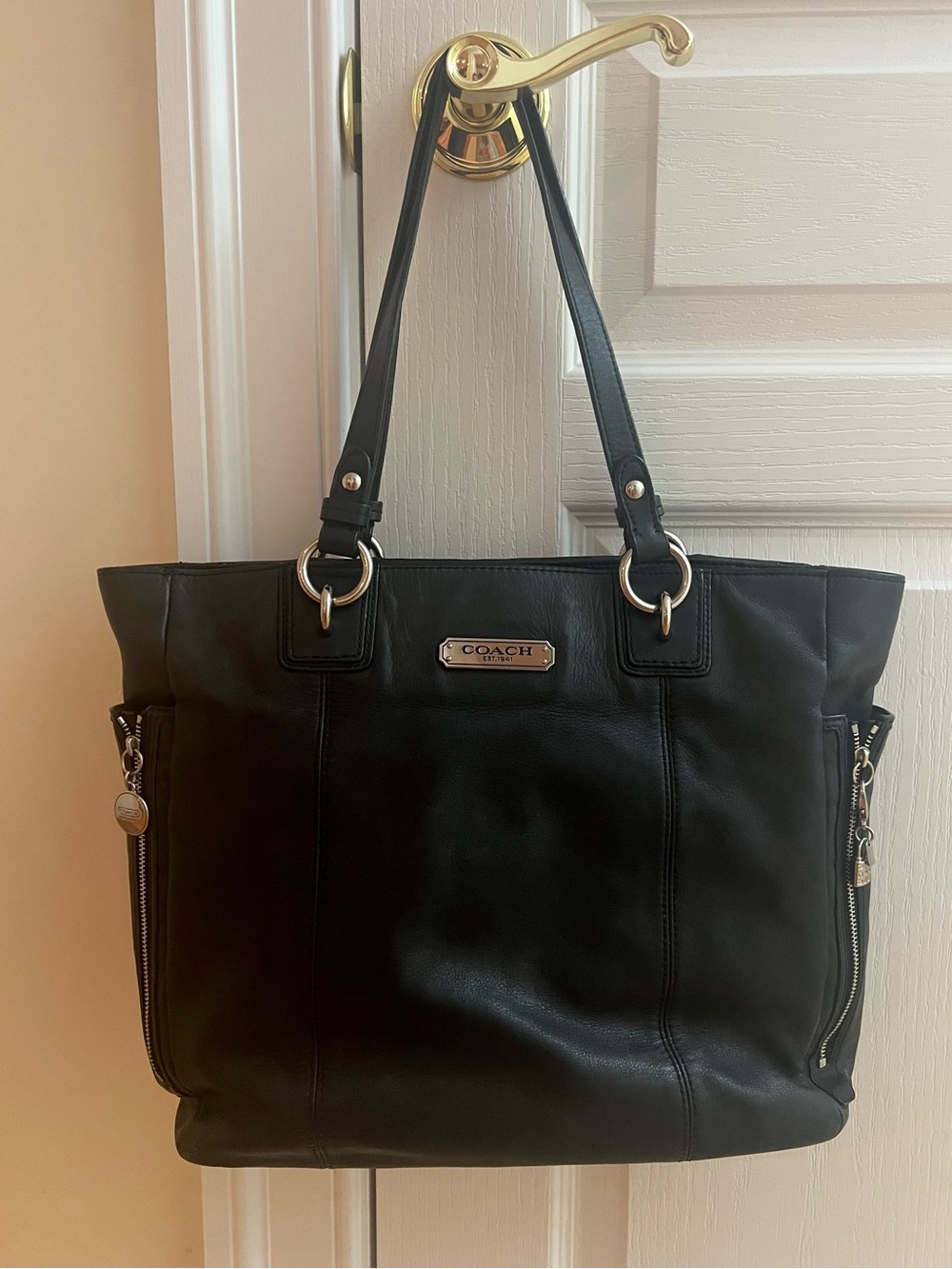COACH Black Gallery NS Zip Tote